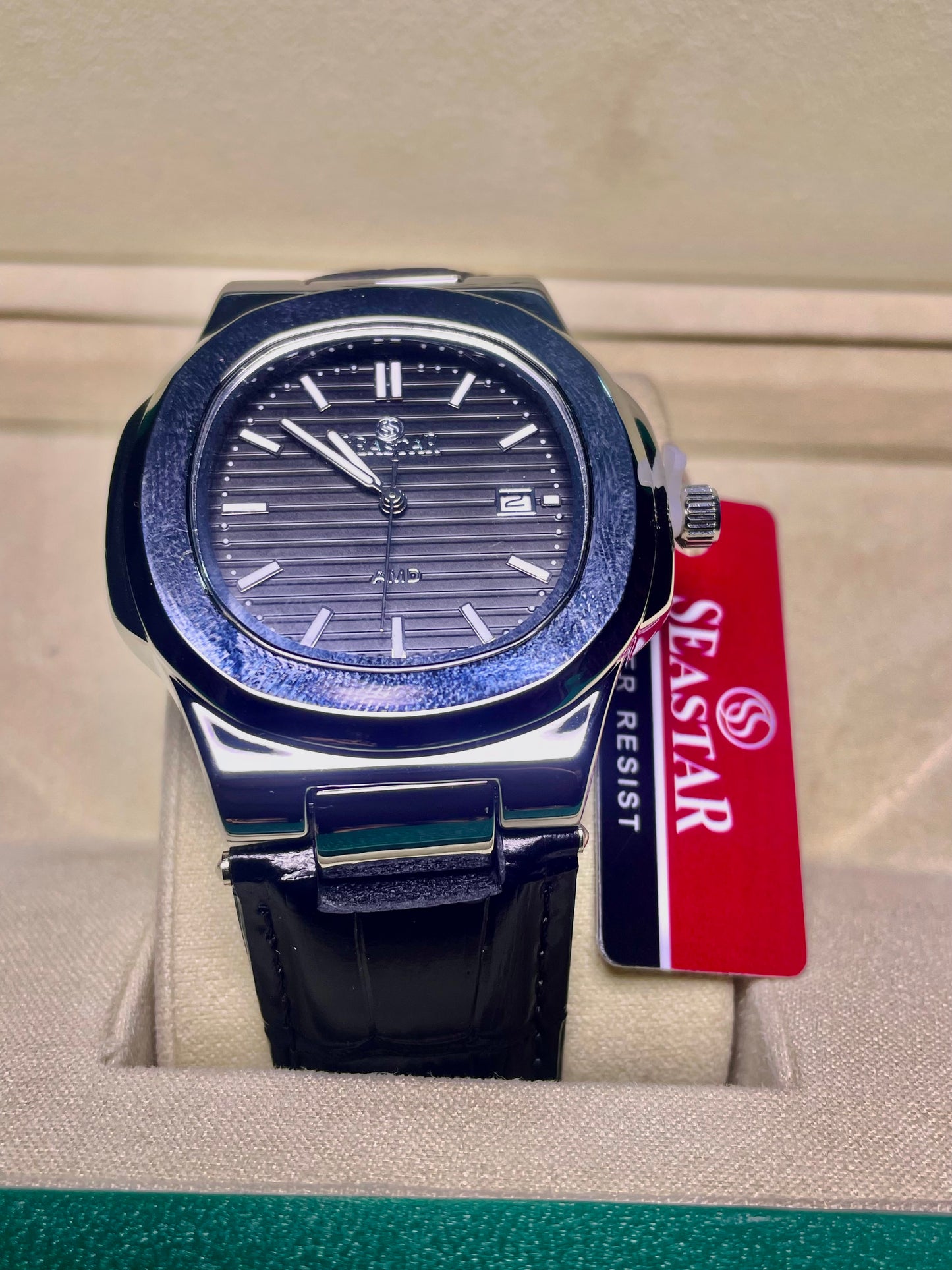 Seastar Watch With Leather Strap with Date