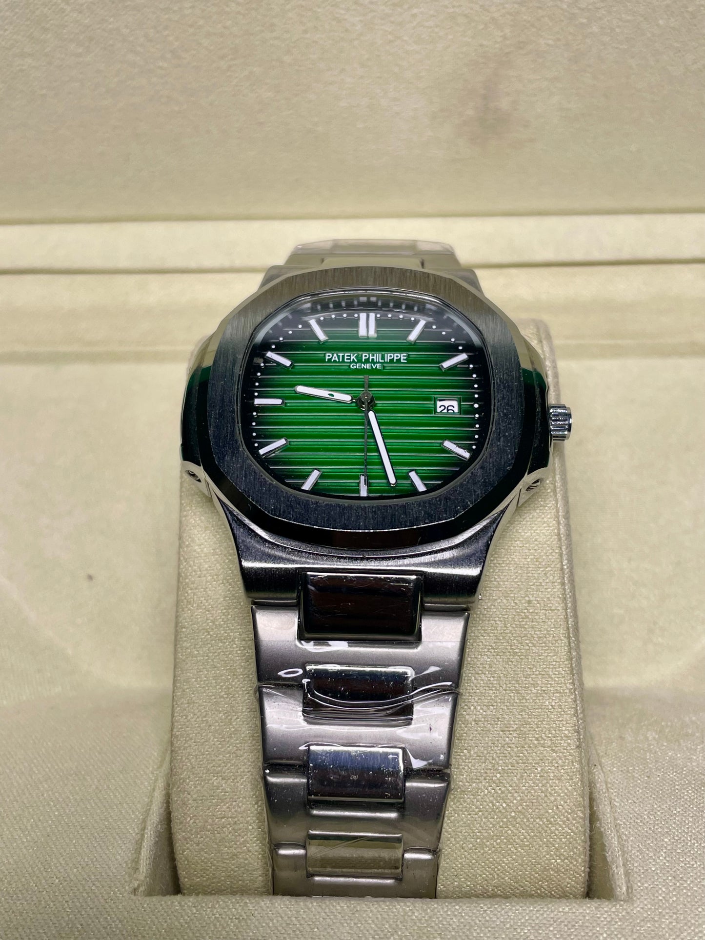 PP Silver With Green Dial